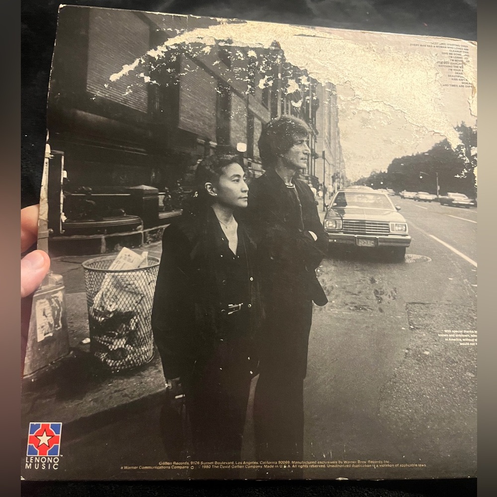 John Lennon and Yoko Ono Double Fantasy LP Vinyl Record . 1980